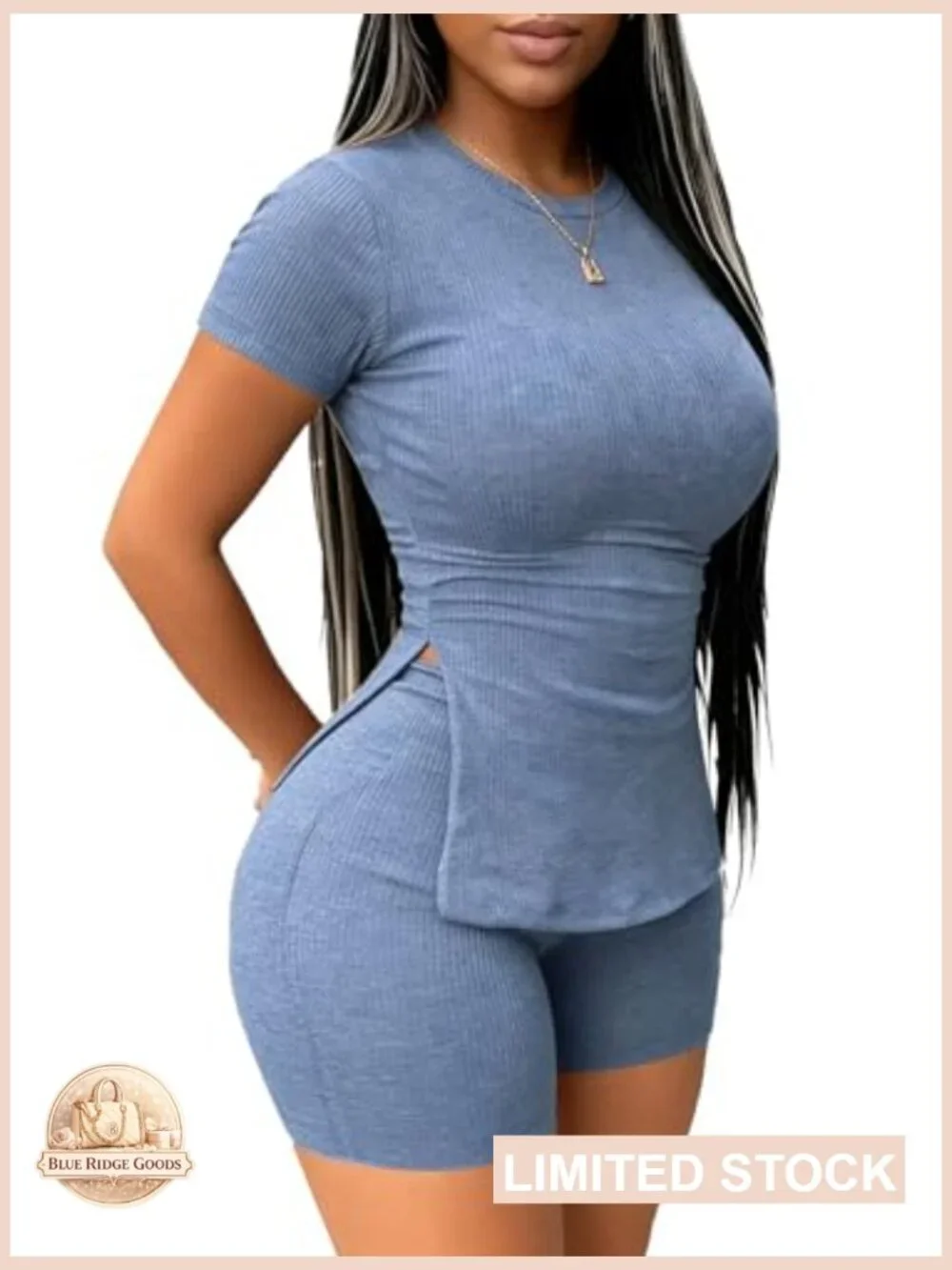 2 Piece Short Set Matching Sweatsuit Lounge Biker Workout Casual Set